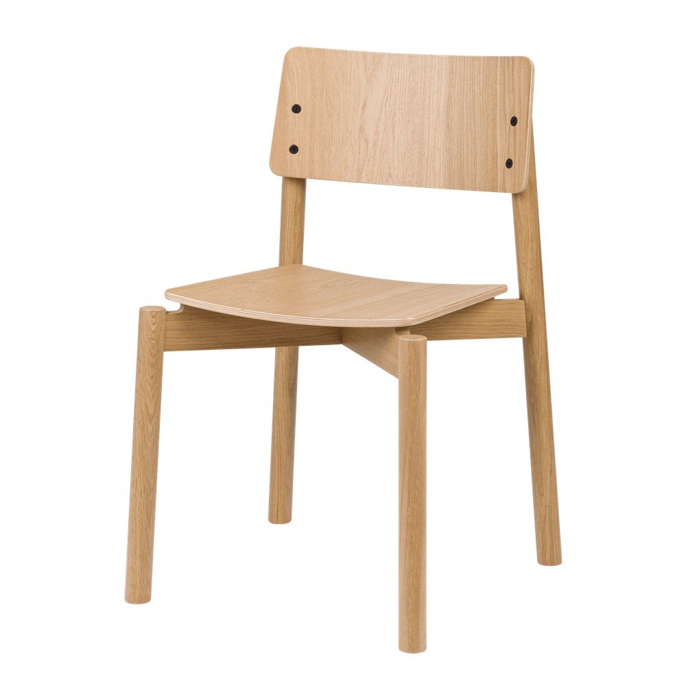 Scaun de dining în culoare naturală stivuibil cu aspect de lemn de stejar Wem – noo.ma