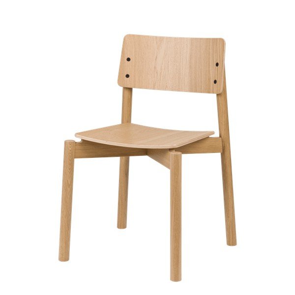 Scaun de dining în culoare naturală stivuibil cu aspect de lemn de stejar Wem – noo.ma