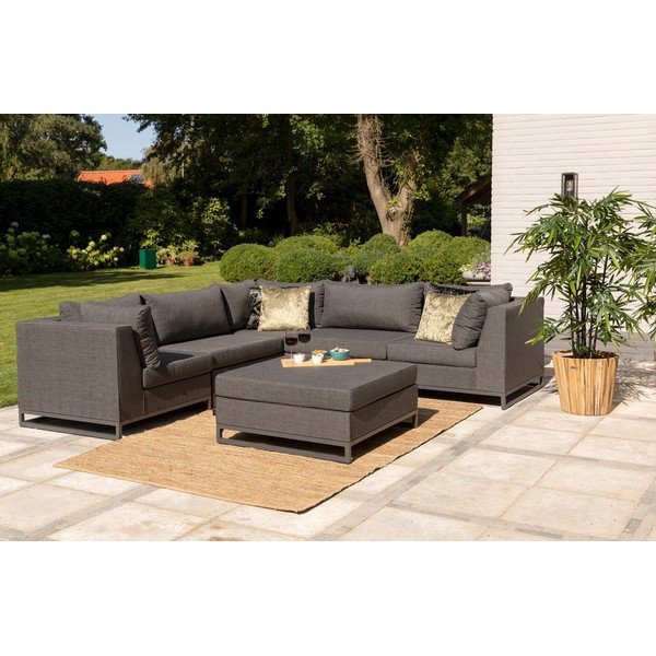 Modul de canapea de grădină negru/gri închis (de mijloc) Rhodos – Exotan-image-1