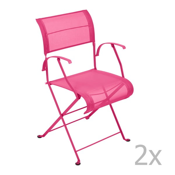 Set 2 scaune pliante cu mânere Fermob Dune, roz
