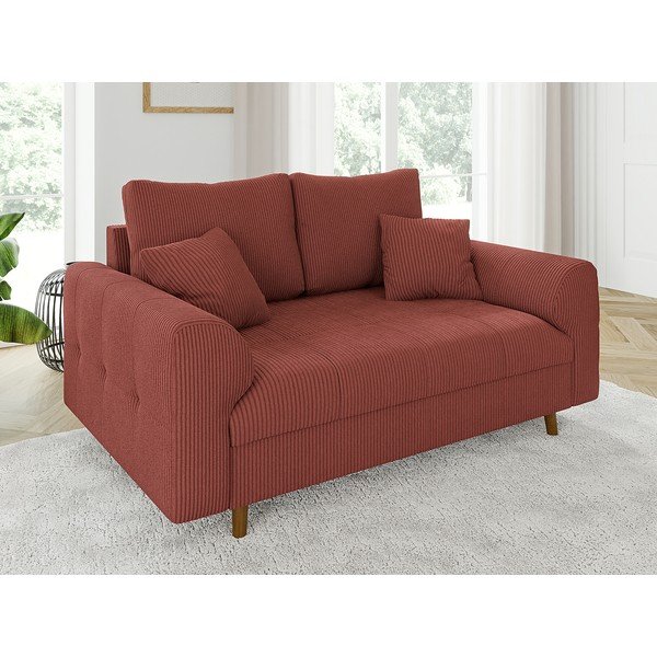 Canapea cărămizie cu tapițerie din catifea reiată  150 cm Ariella – Ropez-image-3