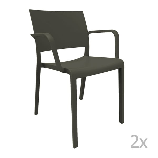 Set 2 scaune grădină, cu cotiere, Resol Fiona, negru