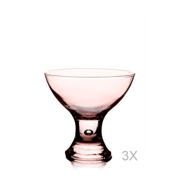 Set 3 cupe din sticlă pentru înghețată Pasabahce, ⌀ 8 cm, roz