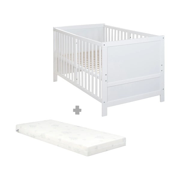 Pătuț alb cu înălțime reglabilă 70x140 cm Easy Sleep – Roba