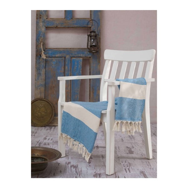 Prosop Hammam Elmas, 100 x 180 cm, albastru deschis - alb-image-1