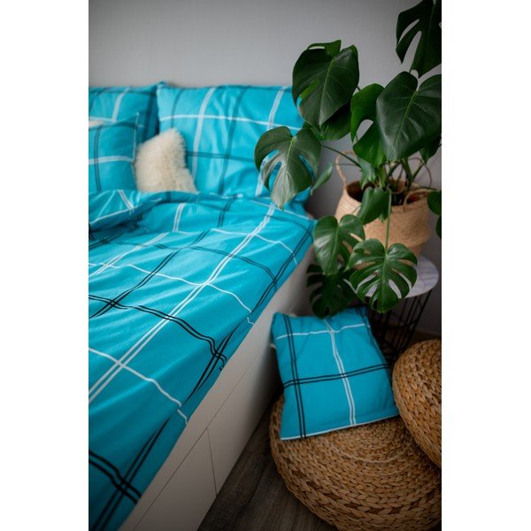 Lenjerie de pat din bumbac pentru pat de o persoană Cotton House Dita, 140 x 200 cm, turcoaz-image-1