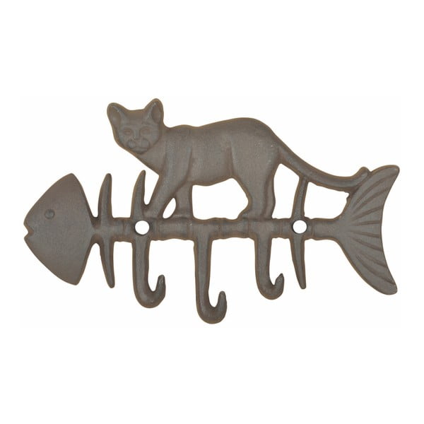 Cuier din fontă cu motiv de pești și pisică Esschert Design