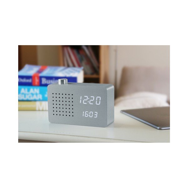 Ceas cu LED și radio Gingko Click Clock, gri-alb-image-2