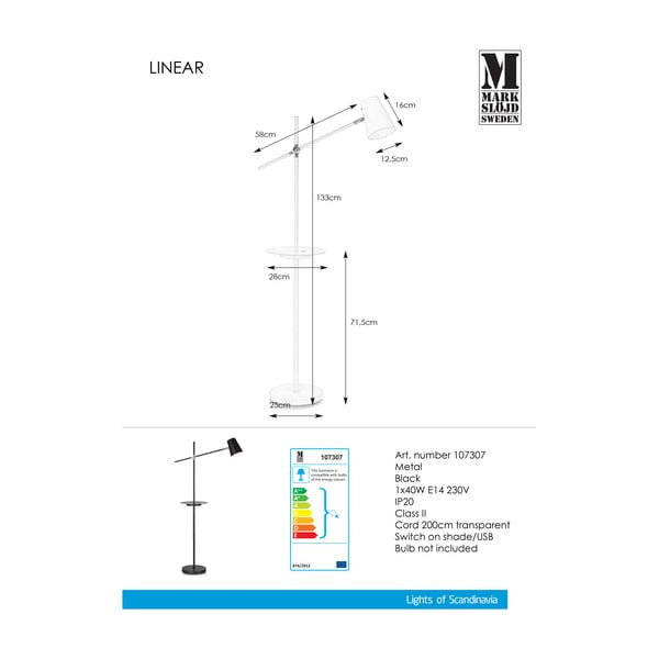 Lampadar cu spațiu pentru depozitare Markslöjd Linear, negru-image-3