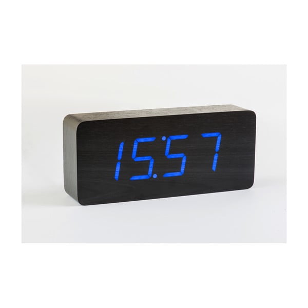 Ceas deșteptător cu LED Gingko Slab Click Clock, negru - albastru-image-4
