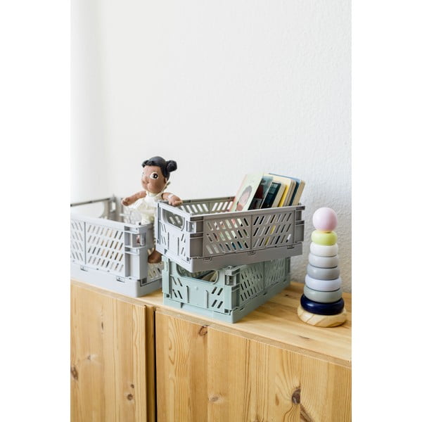 Cutii de depozitare din plastic gri verde 3 buc  - Kindsgut-image-2