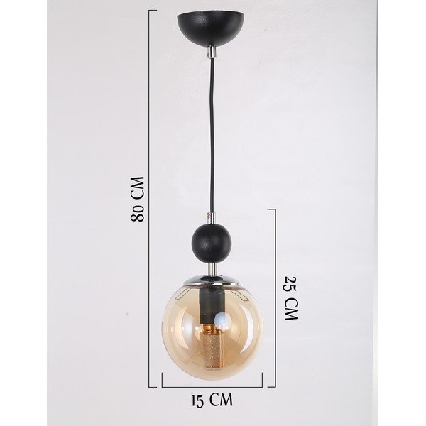 Lustră galben ocru/neagră cu abajur din sticlă ø 15 cm Marble – Squid Lighting-image-2