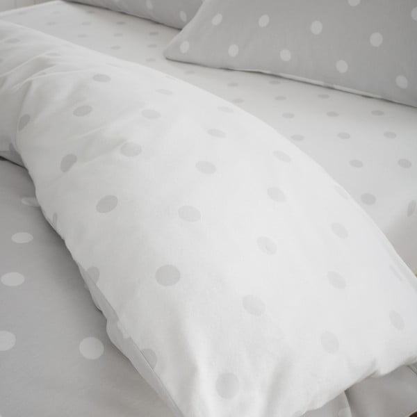 Cearceaf alb-gri din flanelă cu elastic 150x200 cm Polka Dot – Catherine Lansfield-image-2