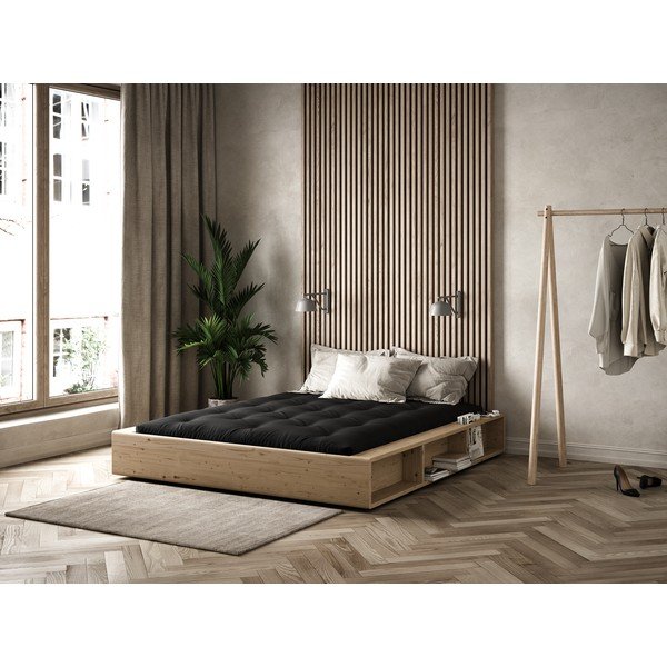 Pat dublu din lemn masiv cu futon negru Comfort Karup Design Ziggy, 140 x 200 cm-image-4