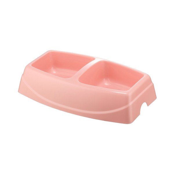 Bol dublu roz pentru câini Petpetite, 30,5 x 19,5 cm-image-1