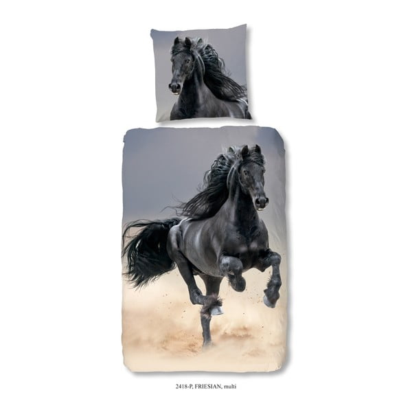 Lenjerie de pat din bumbac pentru copii Good Morning Horse, 140 x 200 cm