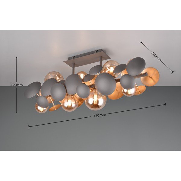 Plafonieră gri-auriu cu abajur din sticlă 76x22 cm Bubble – Trio Select-image-4