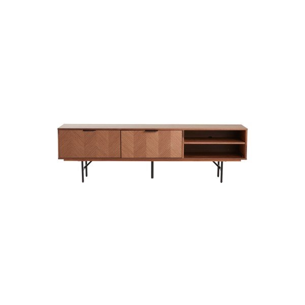 Comodă TV în culoare naturală închisă cu aspect de lemn de nuc 180x51x40 cm Duvberg – Jotex-image-3