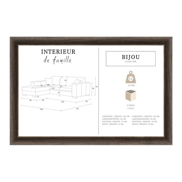 Canapea cu șezlong partea stângă Interieur De Famille Paris Bijou, gri închis-image-4