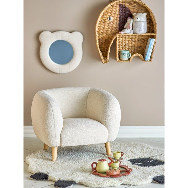 Fotoliu de copii alb cu tapițerie din țesătură bouclé Cade – Bloomingville Mini-image-3