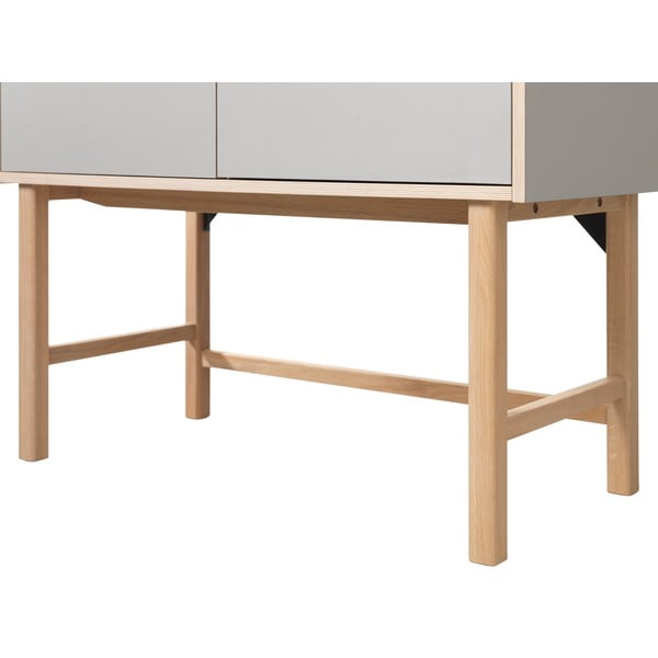 Comodă cu picioare din lemn de stejar Unique Furniture Bilbao, gri-image-2