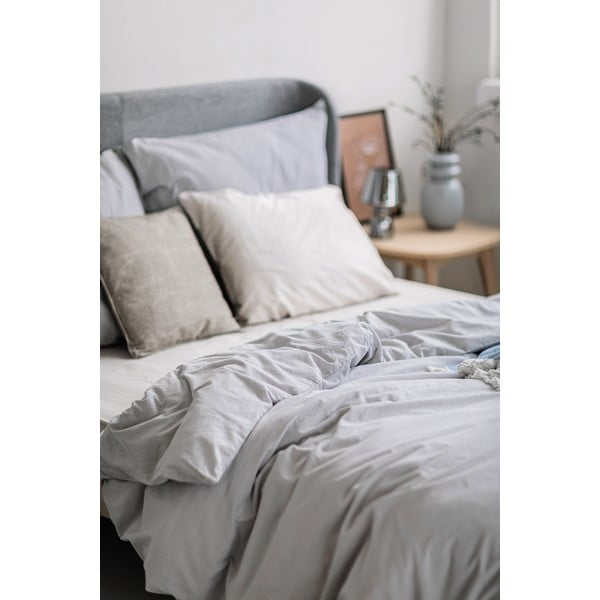 Lenjerie de pat de o persoană din bumbac stonewashed Bonami Selection, 140 x 200 cm, gri deschis-image-3