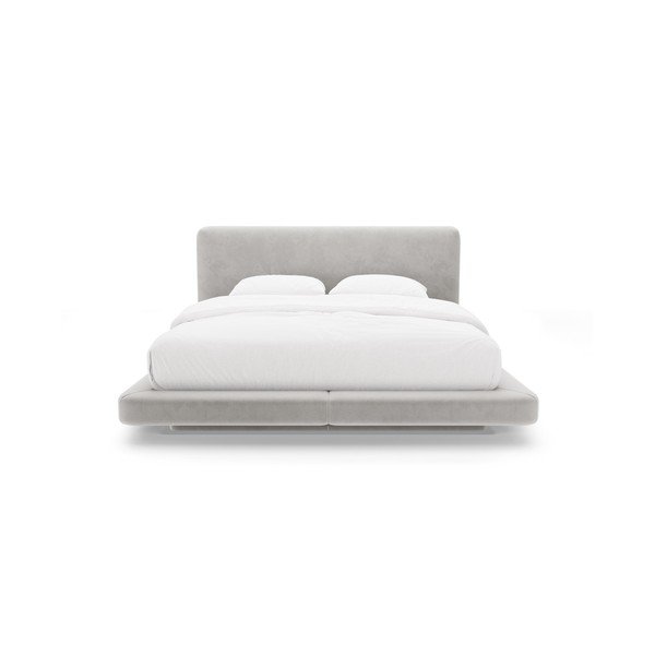 Pat matrimonial gri deschis tapițat 140x200 cm Linea – Micadoni -image-3