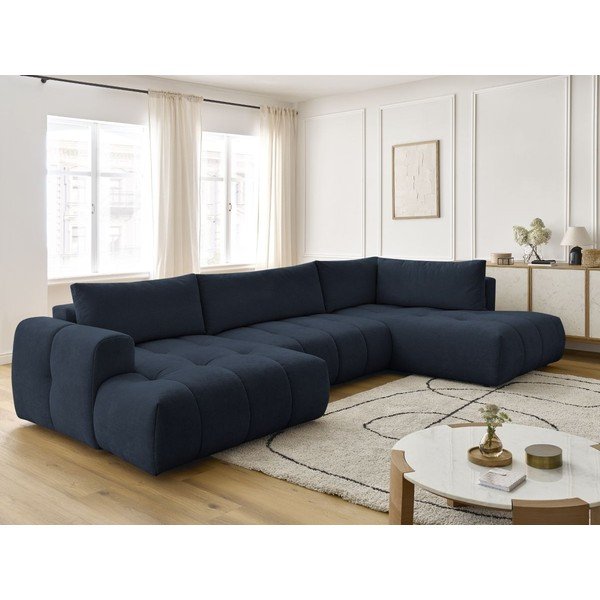 Colțar albastru închis extensibil/cu spațiu de depozitare (cu colț pe partea dreaptă/în formă de "U") Fuji – Bobochic Paris-image-1