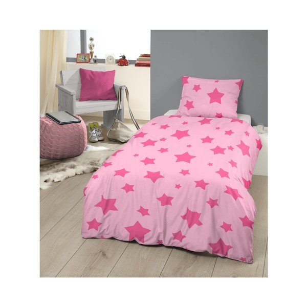Lenjerie de pat din bumbac pentru copii Good Morning Pink, 140 x 200 cm-image-1
