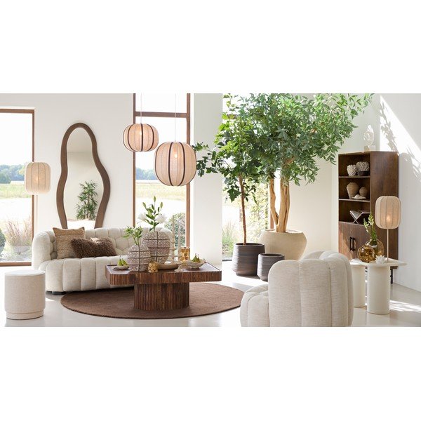 Lampadar crem cu abajur textil (înălțime 165 cm) Solune – Light & Living-image-1