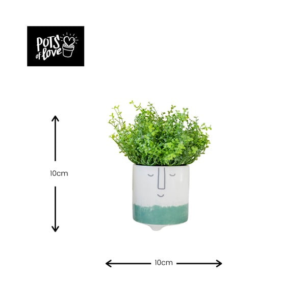 Ghiveci din ceramică Kitchen Craft Happy Face, alb-verde-image-2