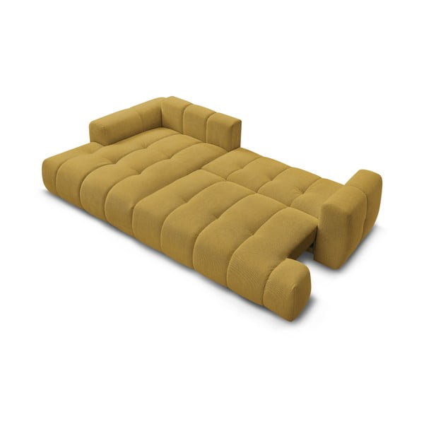 Colțar galben muștar extensibil/cu spațiu de depozitare (cu colț pe partea stângă/cu șezlong) Fuji – Bobochic Paris-image-4