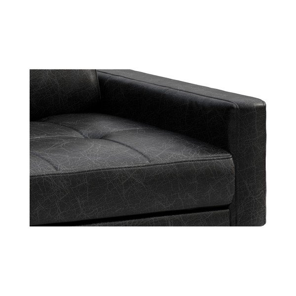 Colțar din piele cu șezlong pe partea stângă MESONICA Musso Tufted, negru-image-4