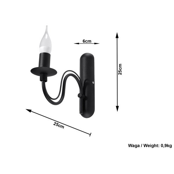 Aplică de perete neagră din metal Fiorano – Sollux-image-3
