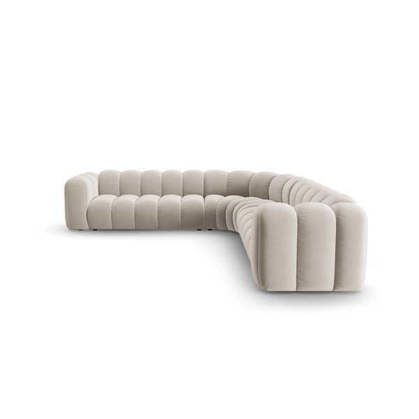 Colțar modular crem cu tapițerie din catifea Lupine – Micadoni -image-2