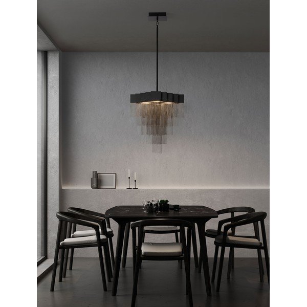 Lustră negru-mat LED cu intensitate reglabilă din oțel Revια – Nova Luce-image-1