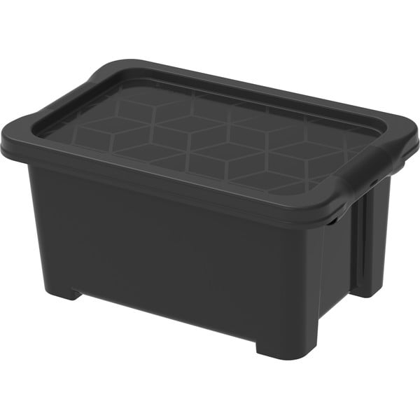 Cutie de depozitare negru lucios din plastic cu capac Evo Easy - Rotho