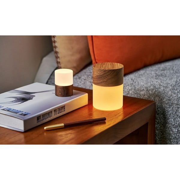 Veioză maro cu luminozitate reglabilă cu abajur din sticlă (înălțime 10,5 cm) Lemelia – Gingko-image-2