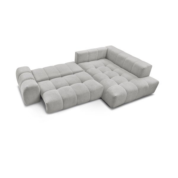 Colțar gri deschis extensibil/cu spațiu de depozitare cu tapițerie din chenille (cu colț pe partea dreaptă/în formă de ”L”) Everest – Bobochic Paris-image-4