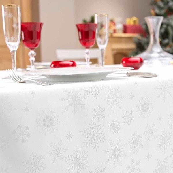 Față de masă din jacquard 140x300 cm  cu model de Crăciun Flocons – douceur d'intérieur-image-1