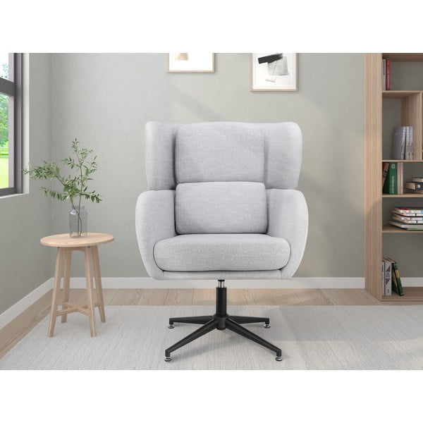 Fotoliu gri deschis wing cu tapițerie din catifea Vanessa – Støraa-image-1