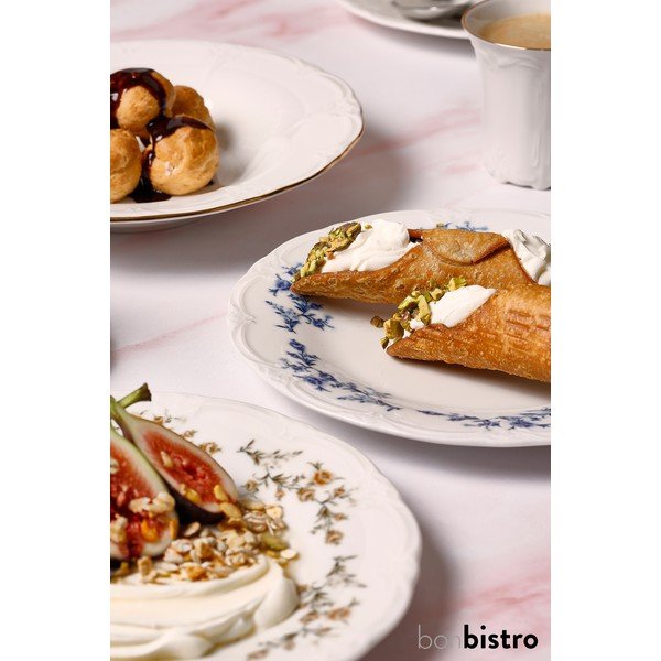 Farfurie albă/albastră pentru desert  din porțelan ø 16 cm Retro – BonBistro-image-3