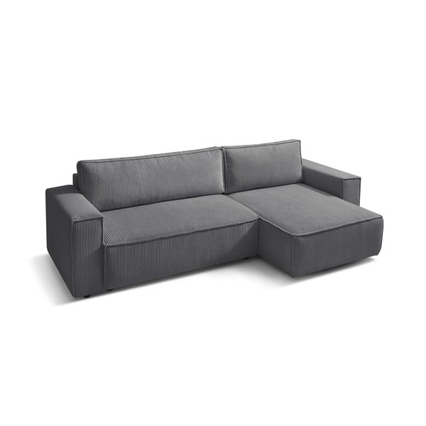 Colțar gri închis extensibil cu tapițerie din catifea reiată  (cu colț variabil) Nihad – Bobochic Paris-image-3