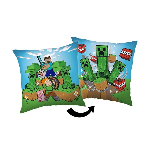 Pernă pentru copii 40x40 cm Minecraft "Creeper Rush" – Jerry Fabrics