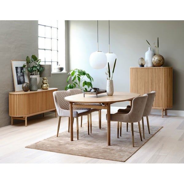 Masă de dining extensibilă cu aspect de lemn de stejar 100x190 cm Carno – Unique Furniture-image-1
