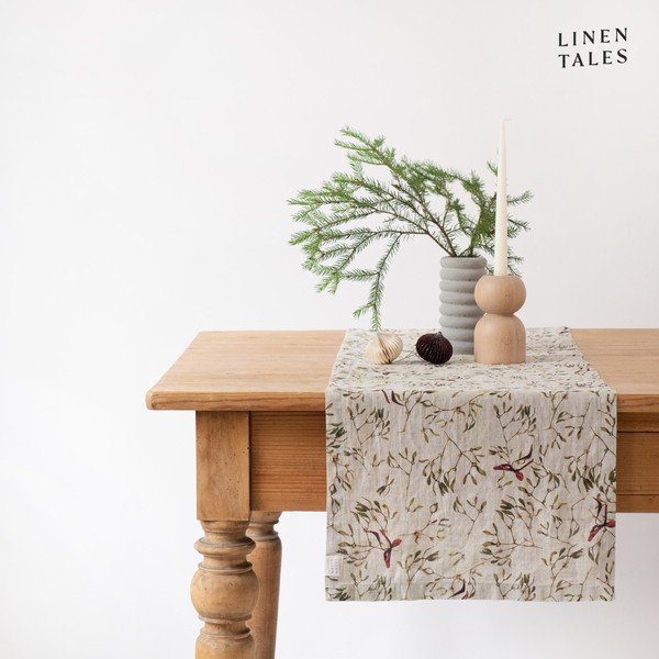 Napron de masă din in 40x200 cm  cu model de Crăciun – Linen Tales