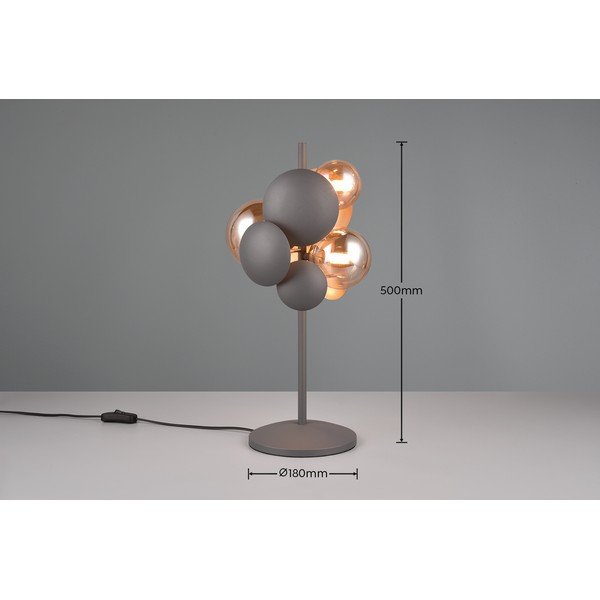 Veioză gri-auriu cu abajur din sticlă (înălțime 50 cm) Bubble – Trio Select-image-3