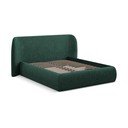 Pat matrimonial verde închis tapițat cu spațiu de depozitare cu somieră 180x200 cm Hauke – Makamii