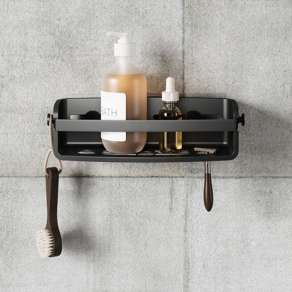 Raft pentru baie negru autoadeziv din plastic Flex Adhesive – Umbra-image-3