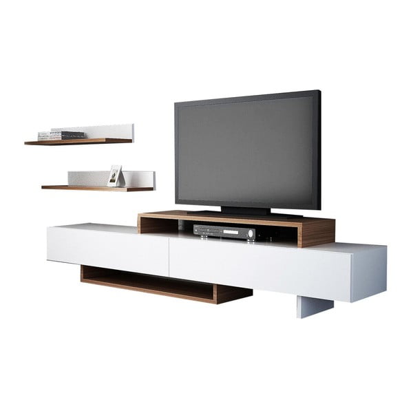 Set mobilier TV alb/natural 180x40 cm Nirvanas - Furny Home